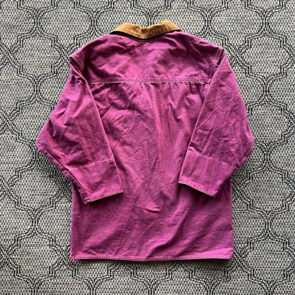 Vintage Duck Jacket Womens Small Purple Canvas Corduroy Wildlife Mallard Barn - Picture 4 of 9